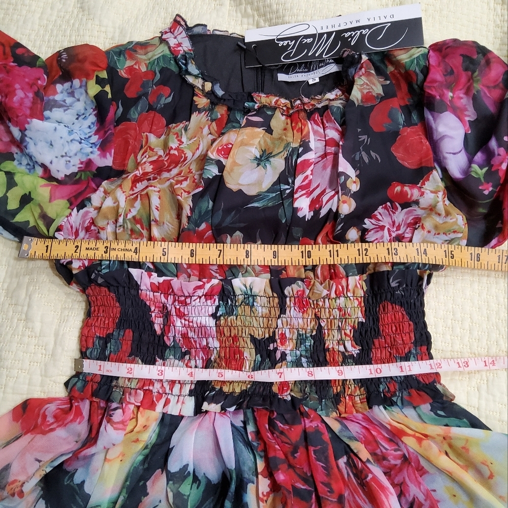 Dalia MacPhee Floral Print Chiffon Dress Size S - Picture 14 of 14